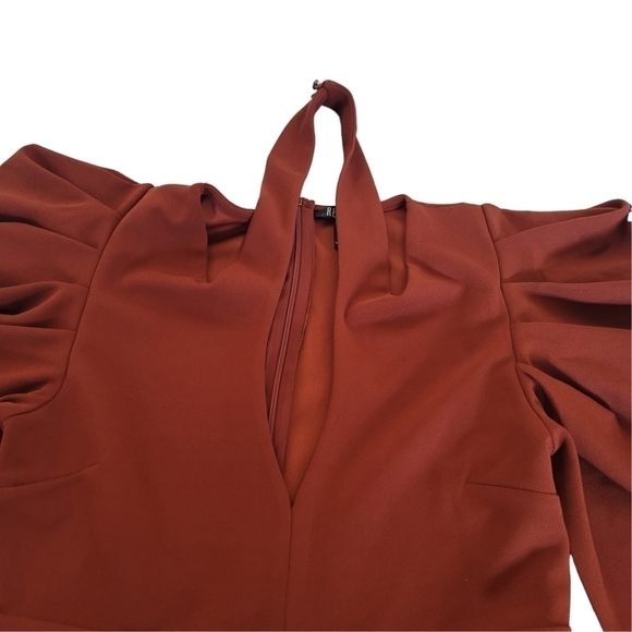 Revamped ruffled peplum skinny brown two piece women jumpsuit US L never worn - Picture 9 of 13